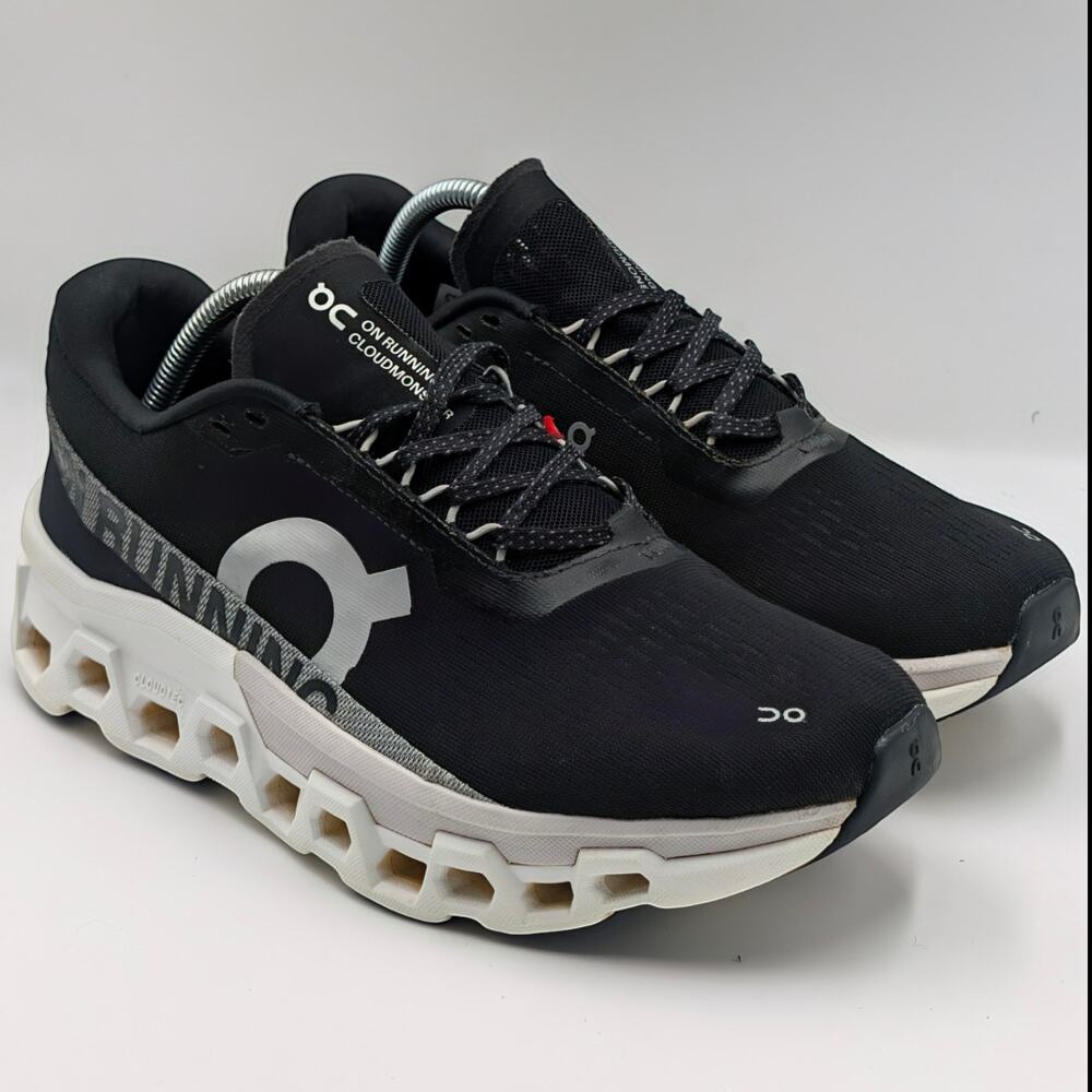 On Cloudmonster 2 Black Frost Mens 9 (UK 8.5) Running Shoes Grey White Sneakers